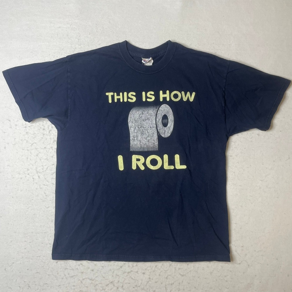 Mens Funny Toilet Paper This Is How I Roll‎ T Shirt Hanes Heavyweight Large